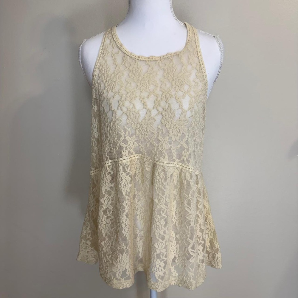 Express Sheer Lace Tank Top Womens M Boho Coquette Y2k